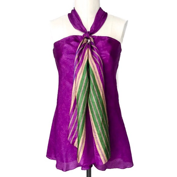NWOT Ralph Lauren Silk Scarf Top Fuchsia M - Picture 1 of 7